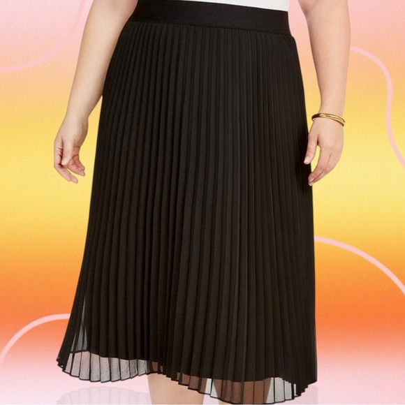 NWT Alfani Plus Size Pleated Midi Skirt in Black Size 3X - Picture 1 of 11